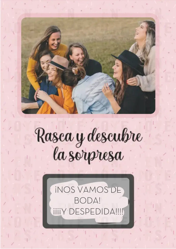 Tarjeta Personalizada Rascable Rosa Foto + Mensaje Sorpresa