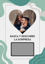 Tarjeta Personalizada Rascable Corazón + Mensaje Sorpresa