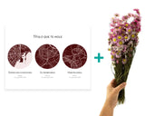 Pack Lámina Mapa 3 Momentos + Ramo de Flores Secas color Rosa
