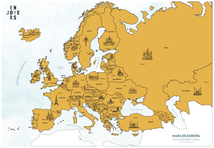 Pack Regalo: Mapa Rascable de Europa + Ramo Flores Secas Color Rosa