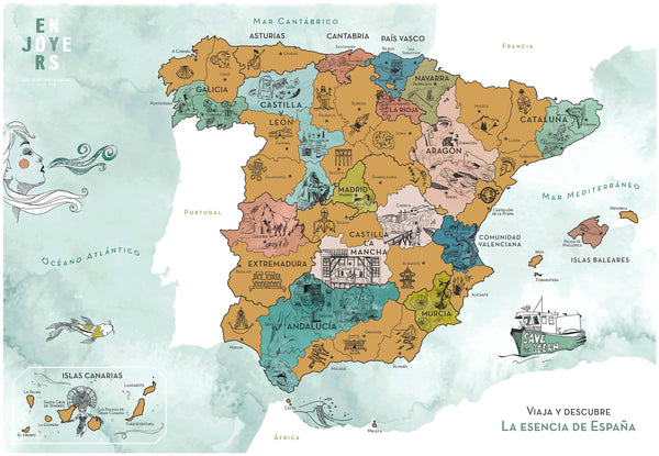 Pack Mapa La Esencia de España + Maleta de Cabina Flex Turquesa