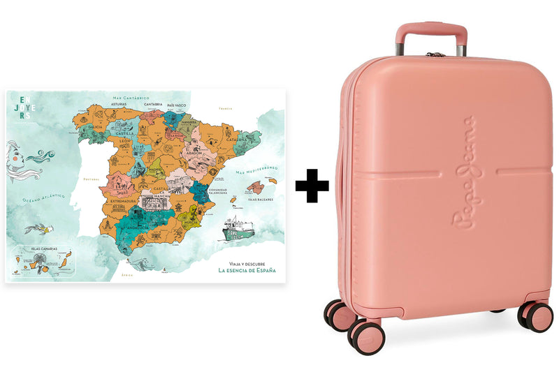 Pack Mapa La Esencia de España + Maleta de Cabina Pepe Jeans Highlight Rosa