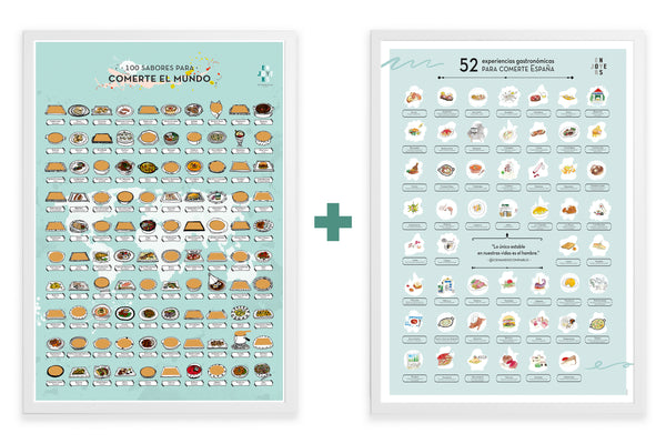 Pack Láminas Rascables: 100 Sabores para Comerte el Mundo + 52 Experiencias gastronómicas