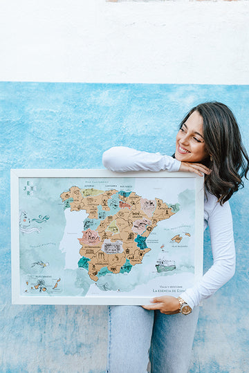 Mapa rascable ilustrado a mano de la Esencia de España – ENJOYERS