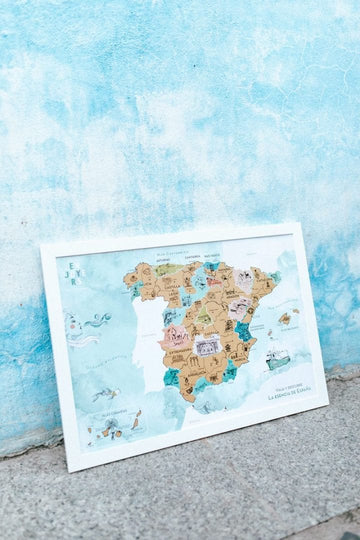 ENJOYERS - Mapa España para Rascar. Mapa Rascable La Esencia de España  Ilustrado a Mano. Laminas decorativas pared 65x45 cm. Lamina Viajes Regalo  para Viajeros. Solo Lamina Sin marco. : : Oficina