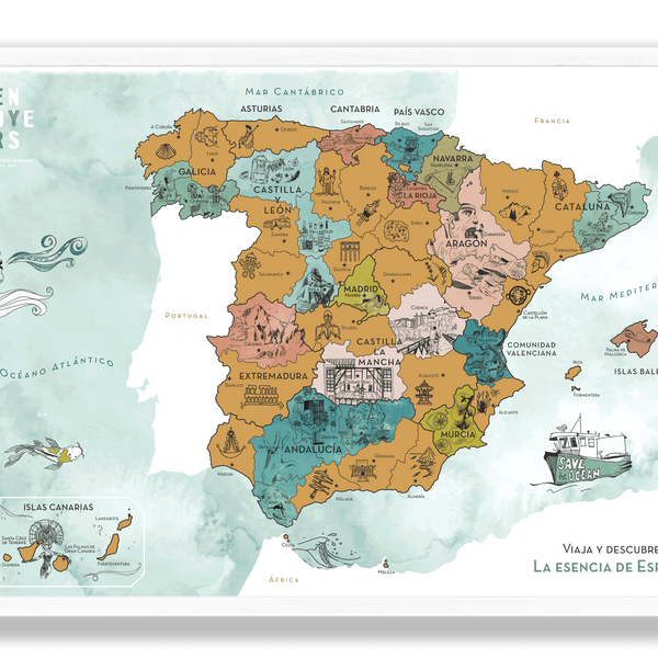 Mapa de España para Rascar Transparente 【 Regalo Original 】
